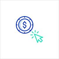 A dollar sign icon with a mouse cursor vector
