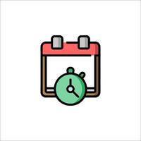 Calendar icon with clock and calendar vector