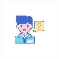 A man is reading a book with a question mark above his head vector