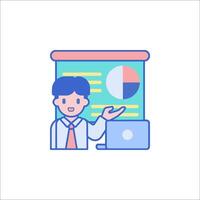 A man is giving a presentation on a white background vector