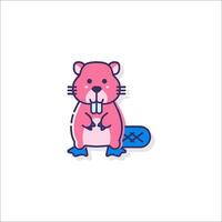 A pink and blue cartoon animal with a blue nose vector