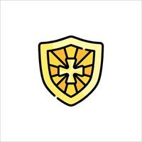 A shield with a cross on it vector