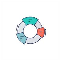 A colorful circle with a line through it vector
