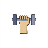A hand holding a dumbbell icon vector