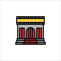 A building with a red and yellow door vector