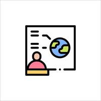 A person is sitting at a desk with a globe on the screen vector