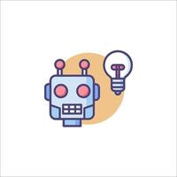 A robot with a light bulb and a bulb icon vector