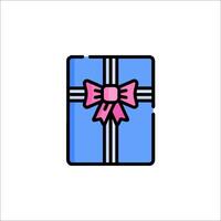 A blue box with a pink bow on it vector