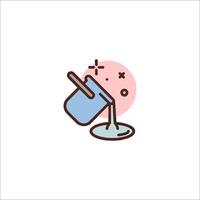 A bucket with a spoon and a cup of liquid vector