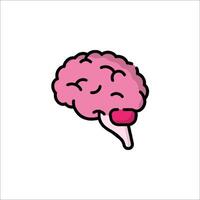 A pink brain with a red button on it vector
