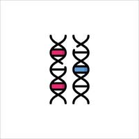 Two dna strands are shown in a flat design vector