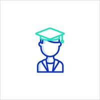 A graduate icon with a hat on the head vector