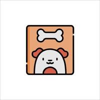 A dog in a box with a bone in it vector