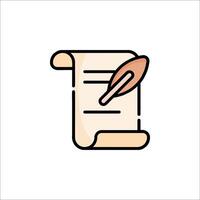 A scroll with a pen and paper icon vector
