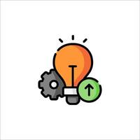 An icon of a light bulb with gears and arrows vector