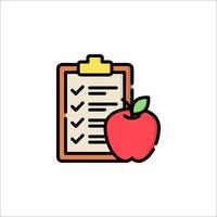 An apple and a clipboard with a checklist vector