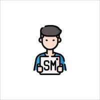 A man holding up a sign that says sm vector