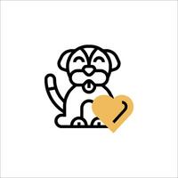 A dog with a heart icon on a white background vector