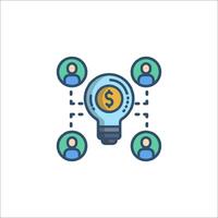 A light bulb with people around it and a dollar sign vector