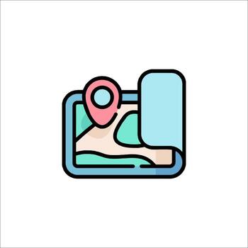 A map icon with a pin pointing to it vector