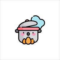 A cute little pot with a face on it vector