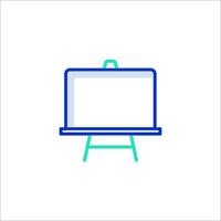 A white easel with a blue background vector