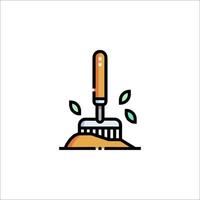 A brush with a shovel and a leaf on it vector