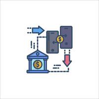 A bank with money and an arrow pointing to it vector