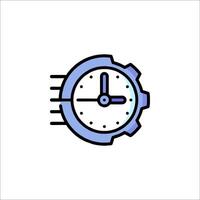 A clock icon with a blue and white background vector