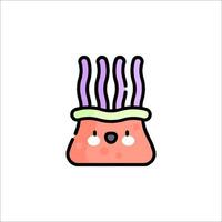 A cute little monster with a face and a long tongue vector