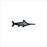 A fish with a long tail is shown in a simple design vector