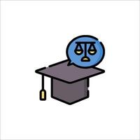 A graduation cap with a speech bubble and a scale vector