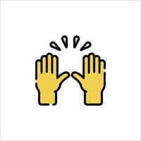 Two hands with a yellow glove icon vector