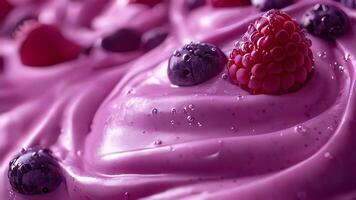 A close up of a purple cake with berries video