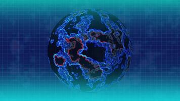 animado azul planeta fiação, rotativo digital mundo mapa adequado Como movimento gráficos para ciberespaço, futurista tecnologia, rede conexões, e visual efeitos. video