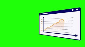 Bar graph diagram, Chart growing upwards in a green screen background for presentations about business growth, market analysis, financial improvement, and profit reports. video