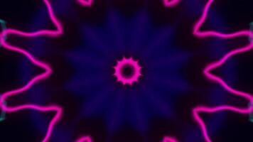 Kaleidoscopic mandala pattern with flowing blue fractal waves. Abstract blue background 4k glowing neon waves and seamless looping. video
