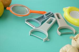 A Beautiful Array of Colorful Kitchen Utensils and Tools for Efficient Food Preparation photo