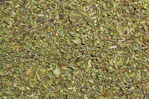 Dry Aromatic Herbs and Flavorful Spices Mix. A Culinary Canvas of Aroma Herb Seasoning. Textured Background for Gourmet Cooking. The Harmonious Combination of Dried Herbs and Spices - Top View photo