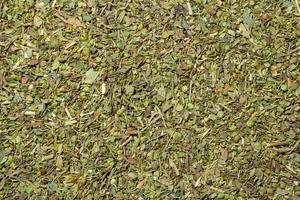 Dry Aromatic Herbs and Flavorful Spices Mix. A Culinary Canvas of Aroma Herb Seasoning. Textured Background for Gourmet Cooking. The Harmonious Combination of Dried Herbs and Spices - Top View photo
