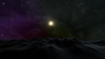 A space scene with a bright star in the sky video