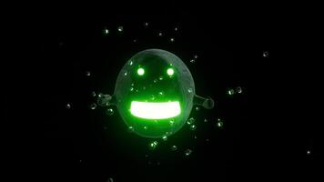 A glowing green face with a smile on it video