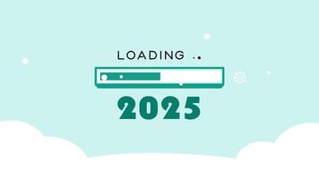 animation of happy new year 2025 loading with blue snow background video