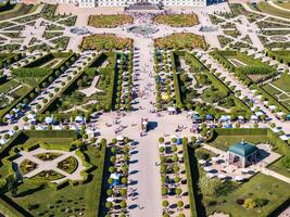 Aerial view of Rundale Palace and Garden in Latvia, Majestic Baroque Architecture and Scenic Beauty in summer photo