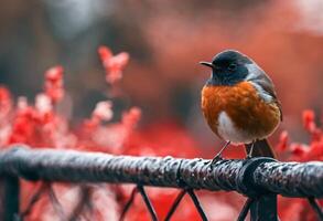 Red Robin on a Fence photo