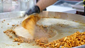 Preparing Street Food Authentic Chicken Tacos On A Large Griddle Waits For You To Enjoy video