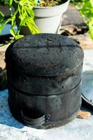 This tool is called a steamer, the bottom is burnt after being used for years photo