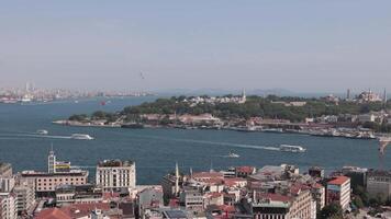 Istanbul view from Galata Tower. Bosphorus and Topkapi Palace at daytime in the summer. video