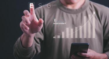 Environmental, Social, and Corporate Governance ESG concepts. Doing business in a sustainable, ethical, and Responsible investment To conserve nature and solve environmental and social problems photo