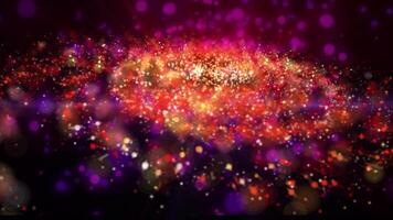 a bright galaxy made of billions of particles glows with neon and moves in space video
